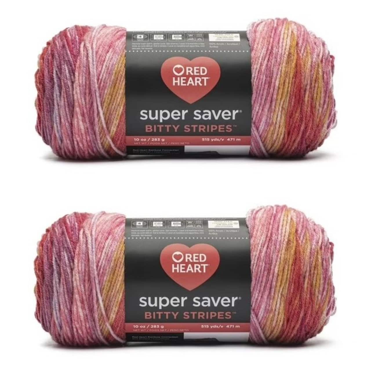 2 Pack Red Heart® Super Saver® Bitty Stripes™ Yarn